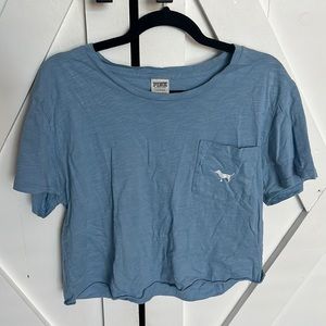 Pink blue crop top